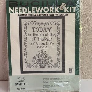 Bucilla Needlework Cross Stitch Sampler Today Is The First Day Linen Kit